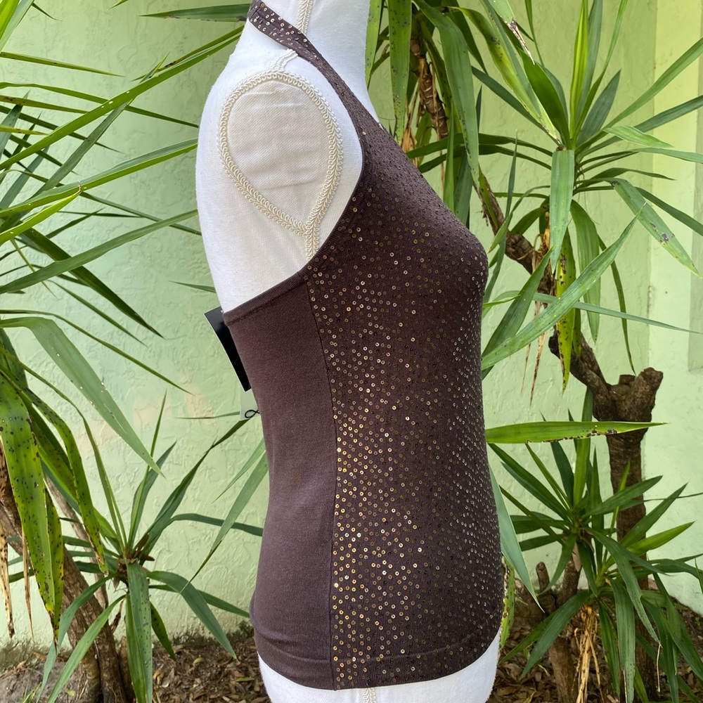 BCBGMAXAZRIA Brown Gold Sequin Tank - Picture 5 of 8